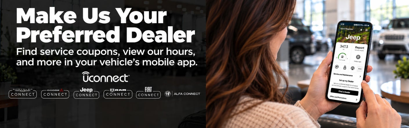 uconnect® make us your preferred dealer | Lia Chrysler Jeep Dodge Ram Northampton in Northampton MA