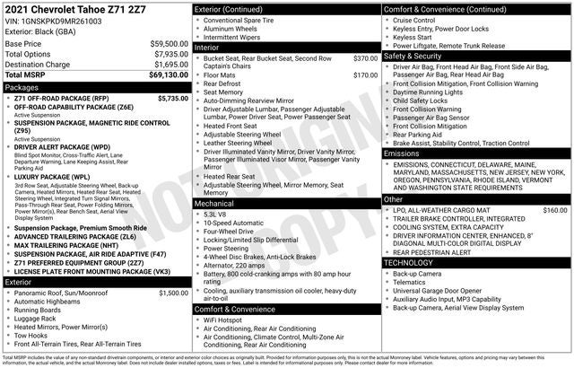 2021 Chevrolet Tahoe Z71