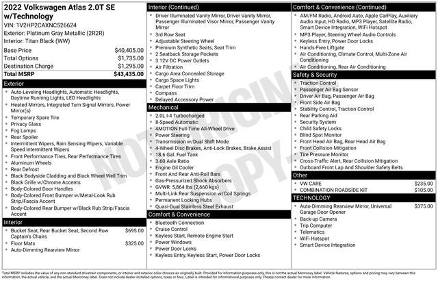 2022 Volkswagen Atlas 2.0T SE w/Technology