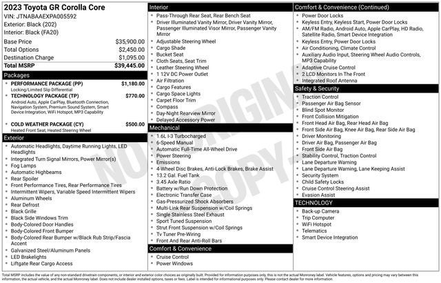 2023 Toyota GR Corolla Core