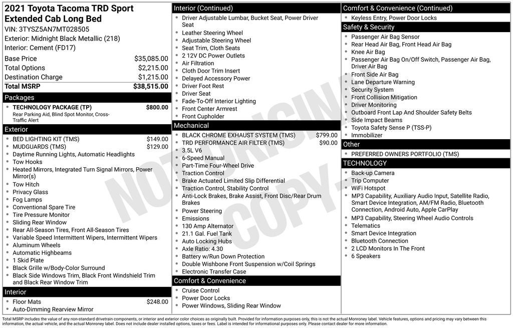 2021 Toyota Tacoma TRD Sport V6
