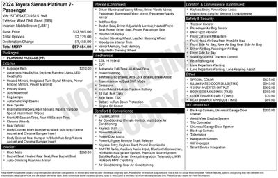 2024 Toyota Sienna Platinum 7 Passenger