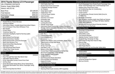 2016 Toyota Sienna LE 8 Passenger