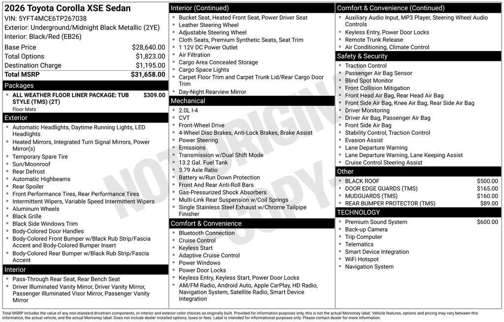 2026 Toyota Corolla XSE