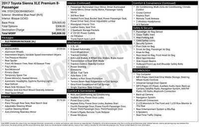 2017 Toyota Sienna XLE Premium 8 Passenger