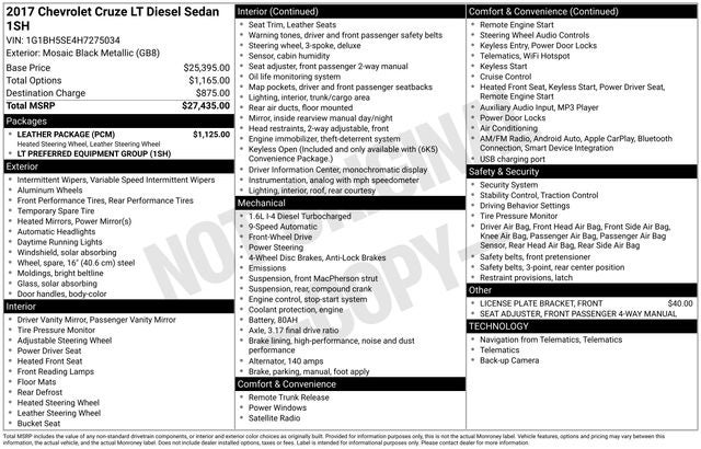 2017 Chevrolet Cruze LT