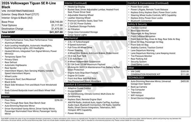2026 Volkswagen Tiguan 2.0T SE R-Line Black