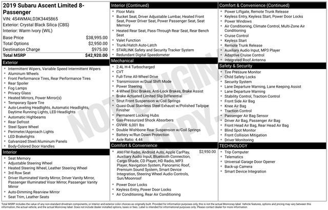 2019 Subaru Ascent Limited