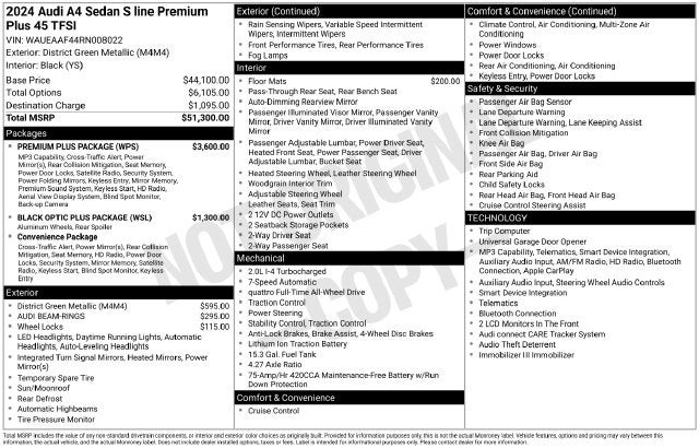 2024 Audi A4 45 S line Premium Plus quattro