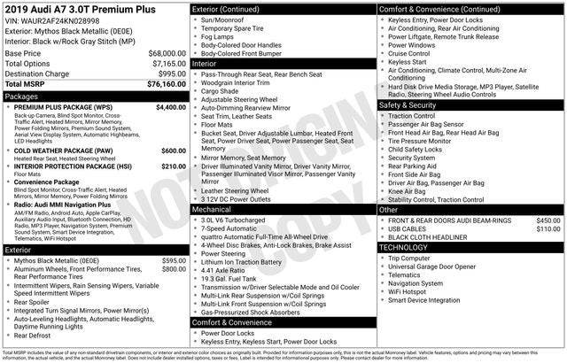 2019 Audi A7 3.0T Premium Plus quattro