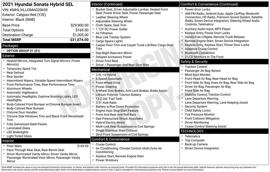 2021 Hyundai Sonata Hybrid SEL