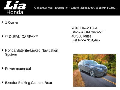 2016 Honda HR-V EX-L w/Navigation