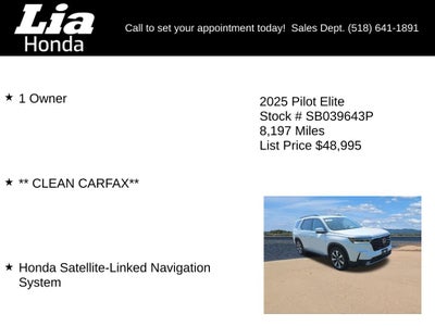 2025 Honda Pilot Elite