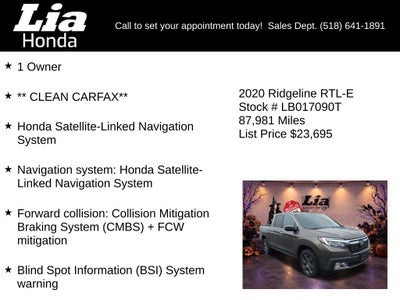 2020 Honda Ridgeline RTL-E