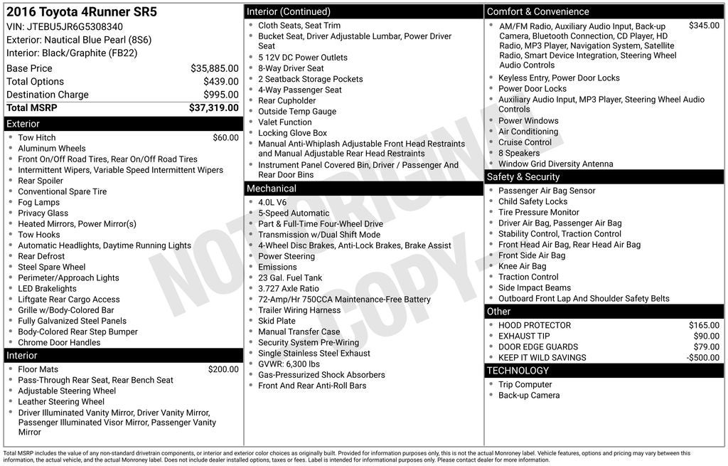 2016 Toyota 4Runner SR5