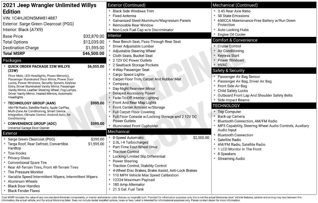 2021 Jeep Wrangler Unlimited Willys