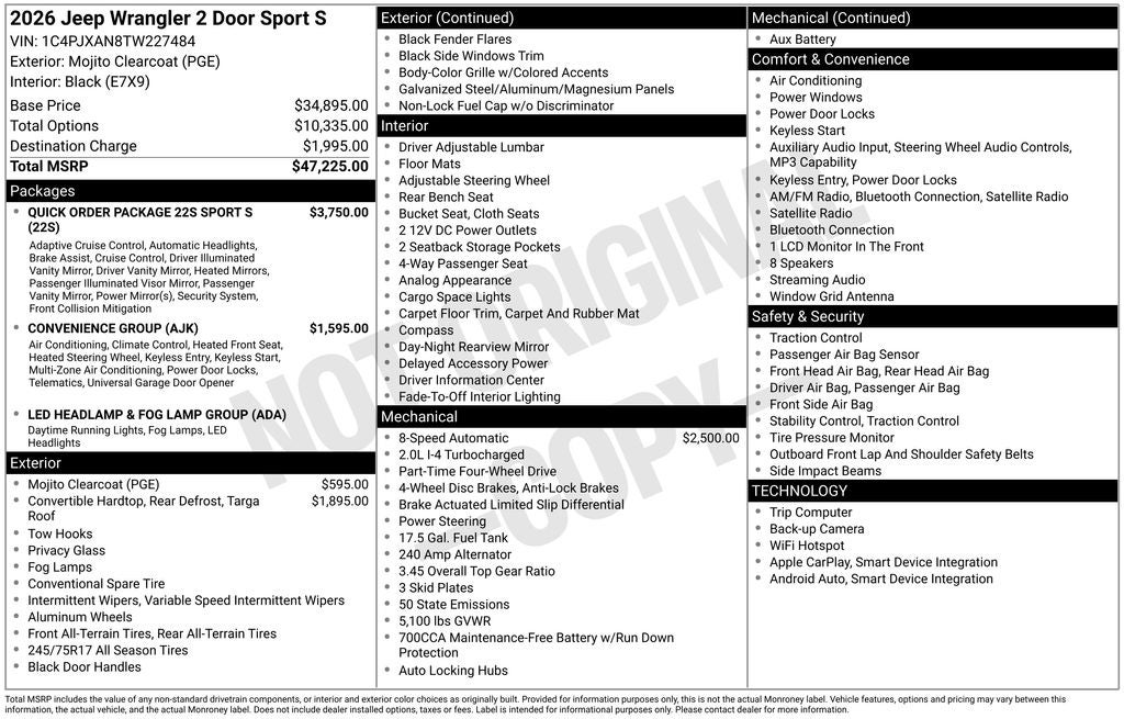 2026 Jeep Wrangler Sport S