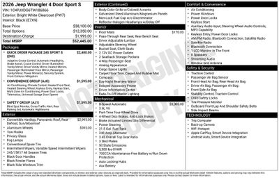 2026 Jeep Wrangler Sport S