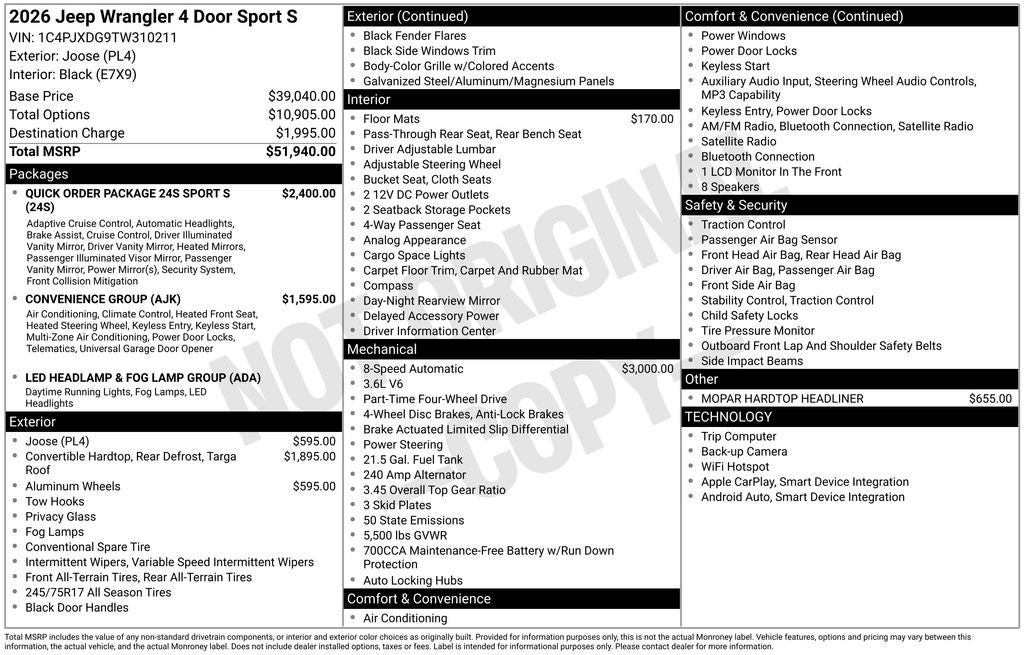 2026 Jeep Wrangler Sport S
