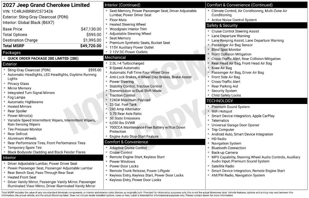 2027 Jeep Grand Cherokee Limited