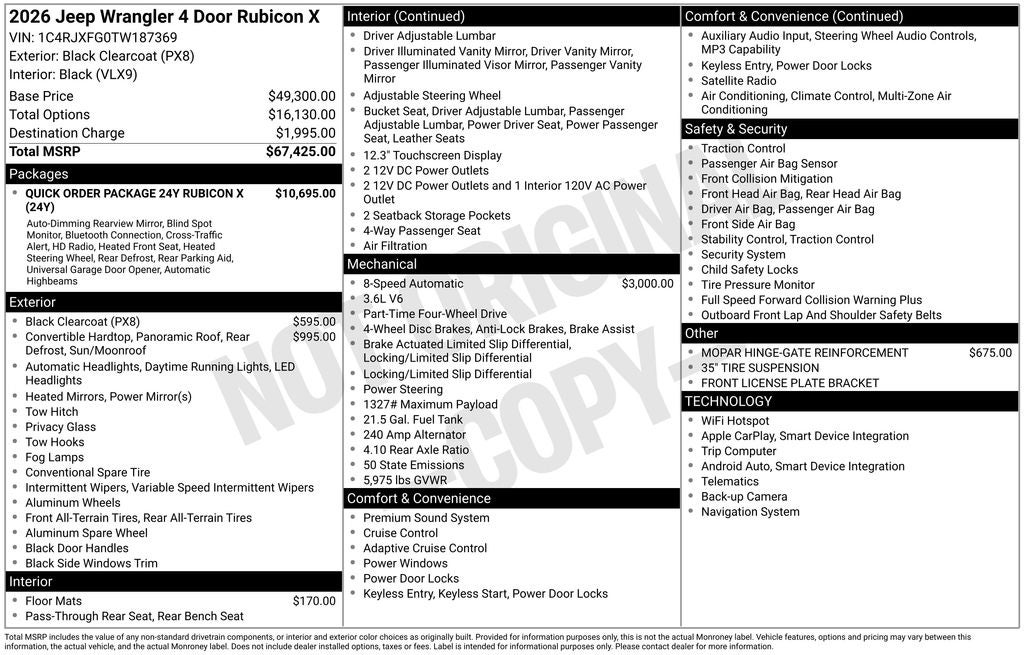 2026 Jeep Wrangler Rubicon X