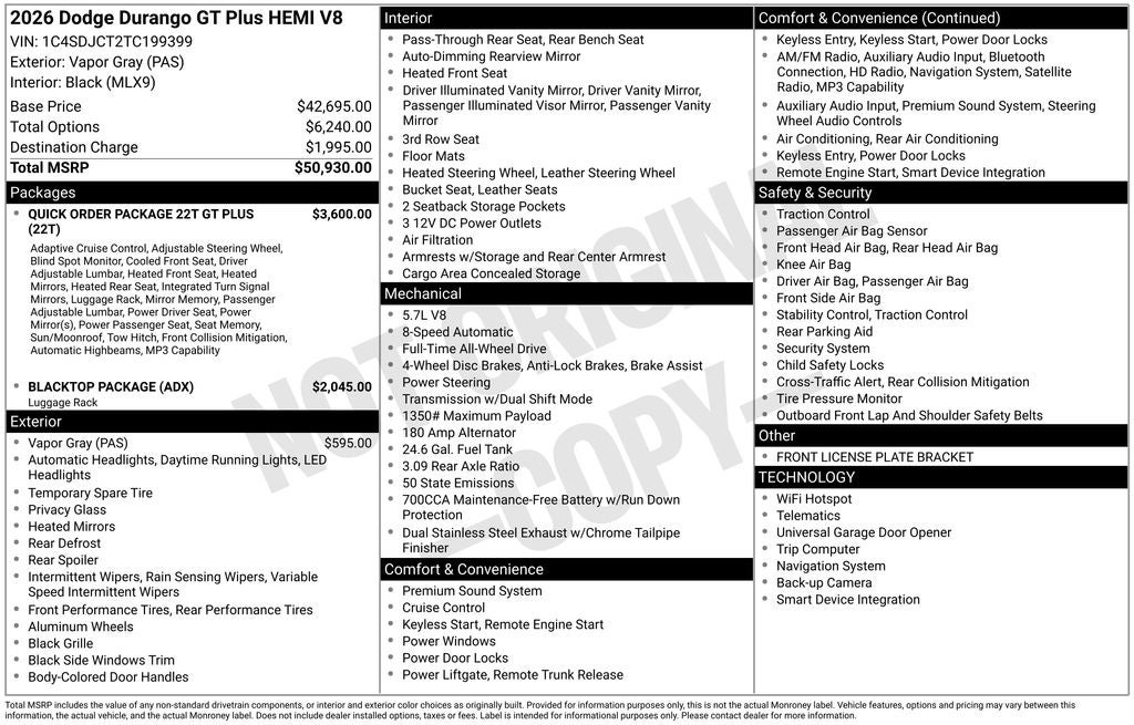 2026 Dodge Durango GT Plus HEMI V8