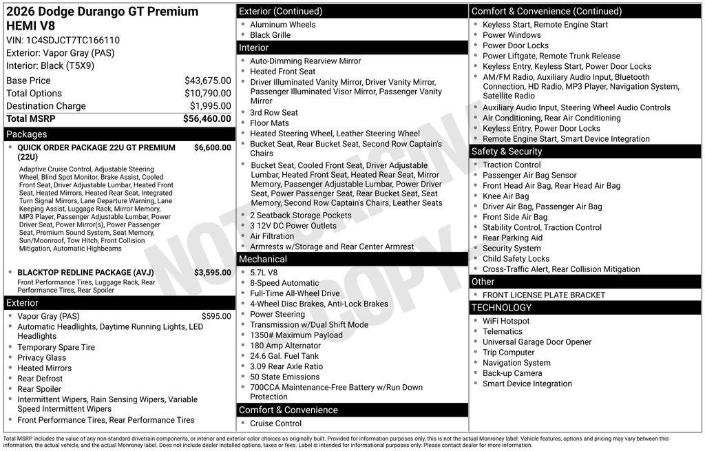 2026 Dodge Durango GT Premium HEMI V8