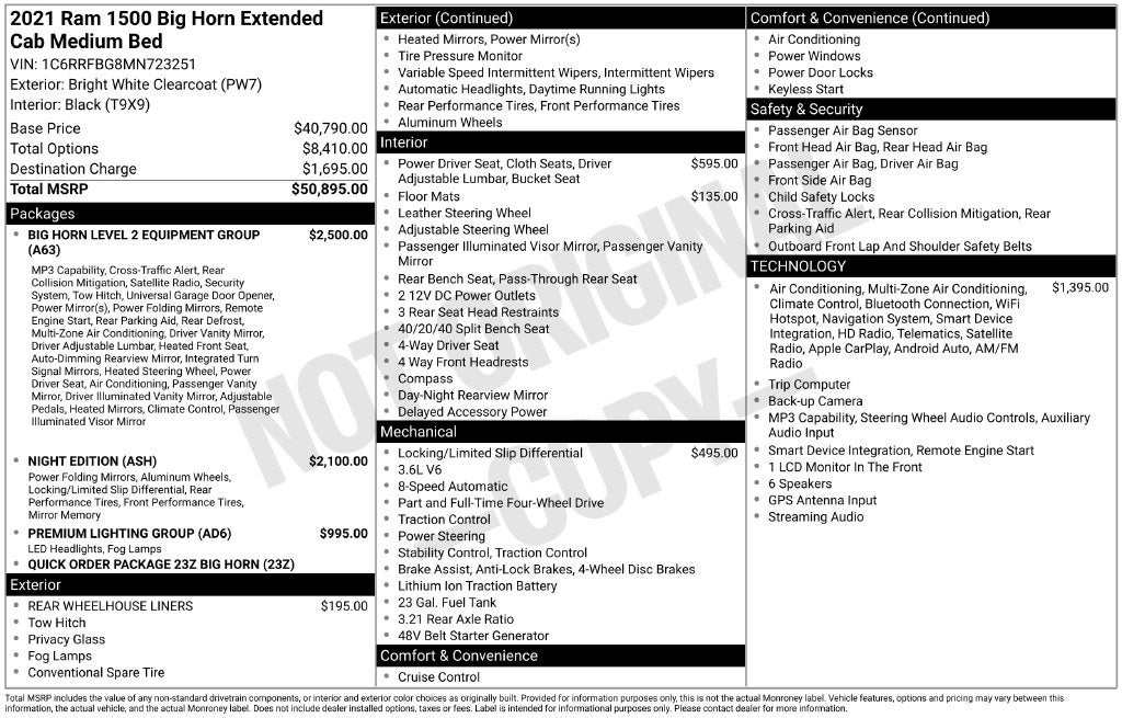 2021 RAM 1500 Big Horn/Lone Star 4D Quad Cab