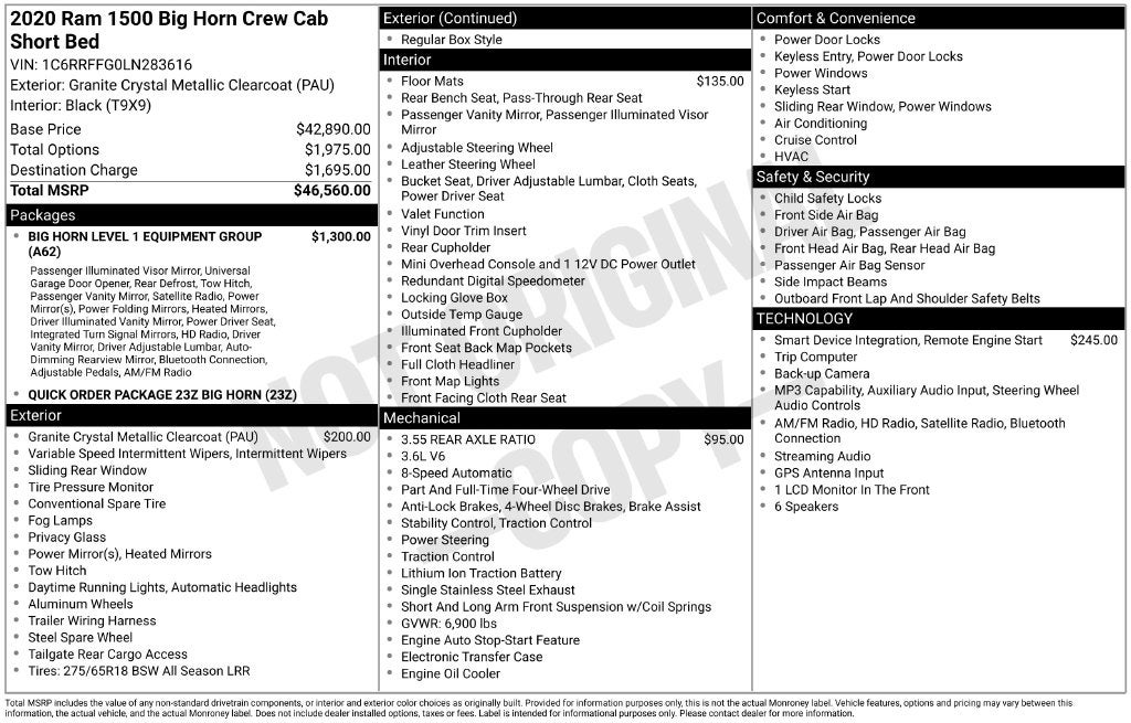 2020 RAM 1500 Big Horn/Lone Star 4D Crew Cab
