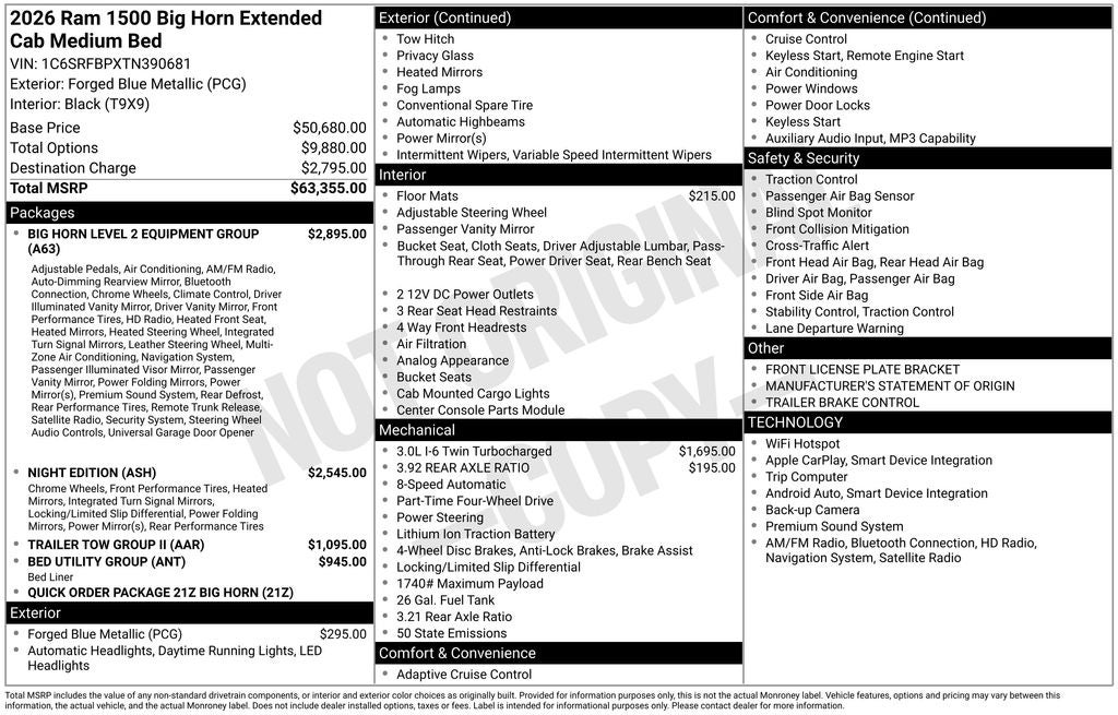 2026 RAM 1500 Big Horn/Lone Star 4D Quad Cab