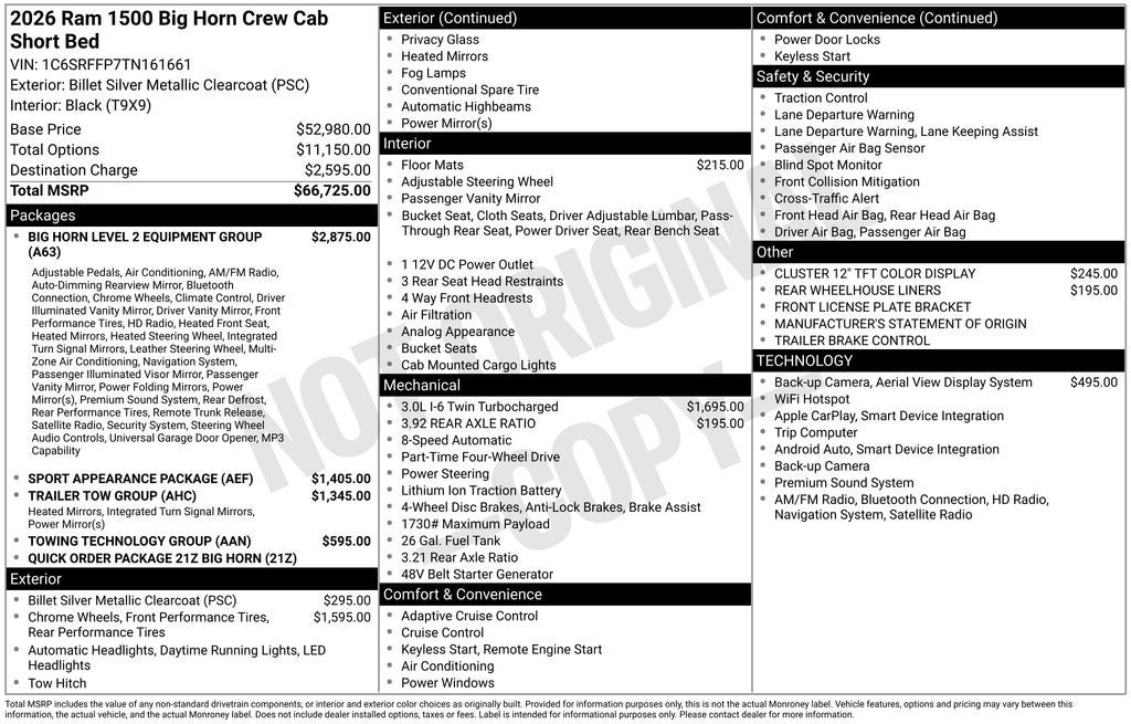 2026 RAM 1500 Big Horn/Lone Star 4D Crew Cab
