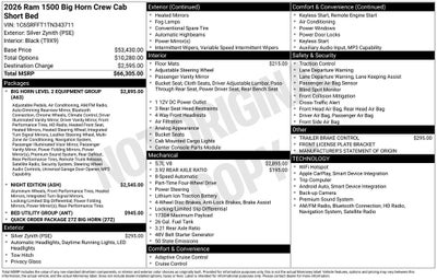 2026 RAM 1500 Big Horn/Lone Star 4D Crew Cab