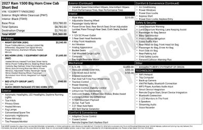 2027 RAM 1500 Big Horn/Lone Star 4D Crew Cab