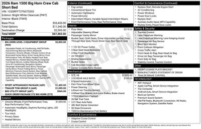 2026 RAM 1500 Big Horn/Lone Star 4D Crew Cab