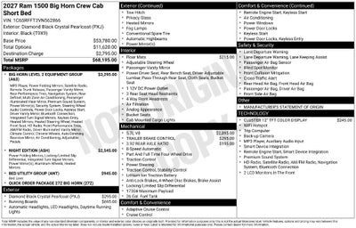 2027 RAM 1500 Big Horn/Lone Star 4D Crew Cab
