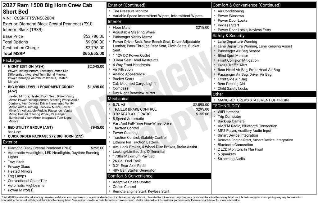 2027 RAM 1500 Big Horn/Lone Star 4D Crew Cab