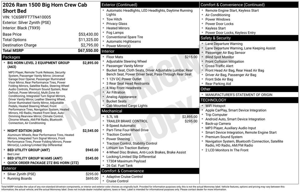 2026 RAM 1500 Big Horn/Lone Star 4D Crew Cab