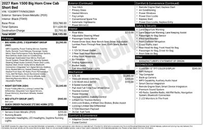 2027 RAM 1500 Big Horn/Lone Star 4D Crew Cab