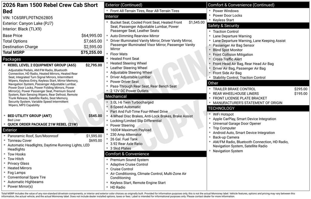 2026 RAM 1500 Rebel 4D Crew Cab