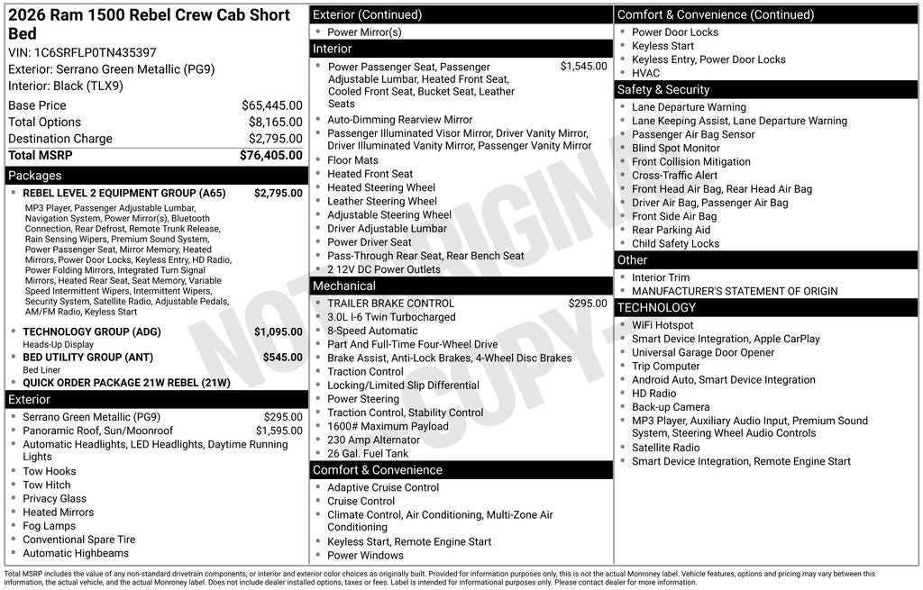 2026 RAM 1500 Rebel 4D Crew Cab