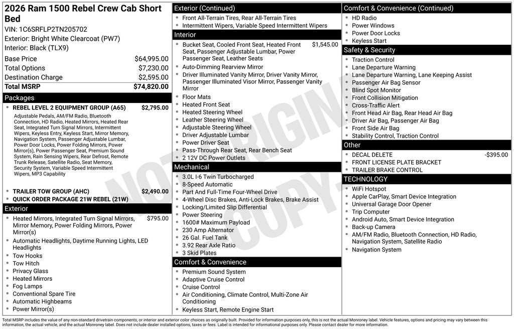 2026 RAM 1500 Rebel 4D Crew Cab