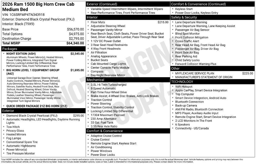 2026 RAM 1500 Big Horn/Lone Star 4D Crew Cab