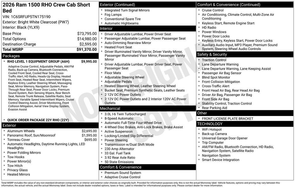 2026 RAM 1500 RHO 4D Crew Cab