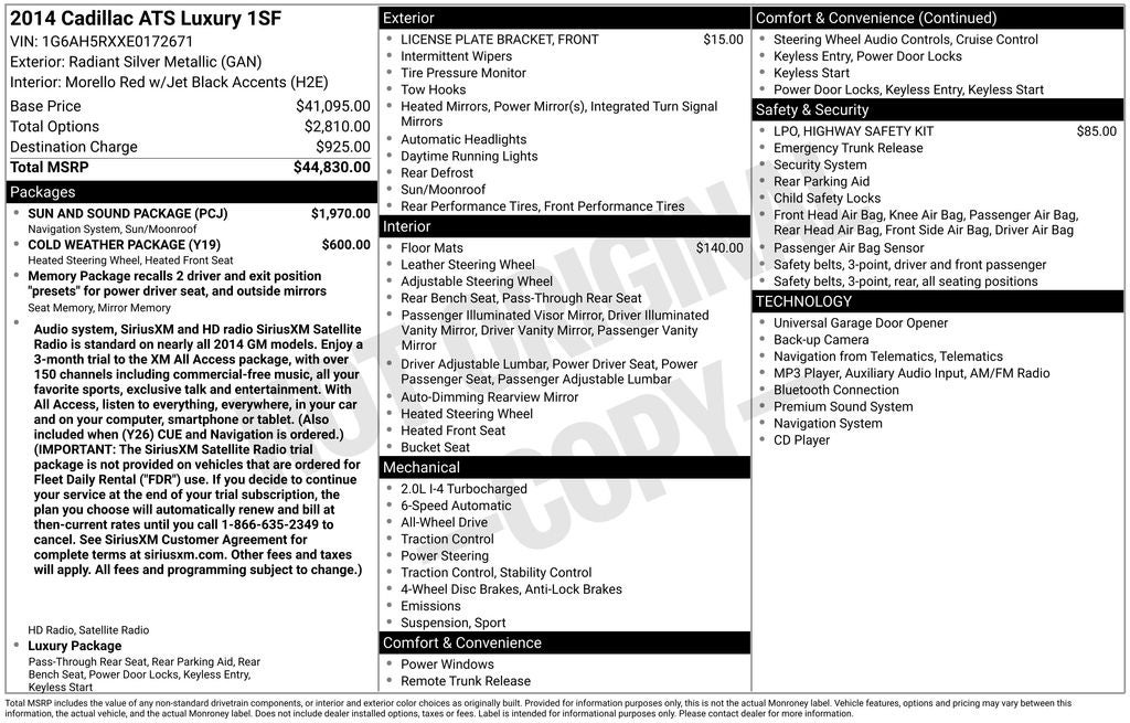 2014 Cadillac ATS 2.0L Turbo Luxury