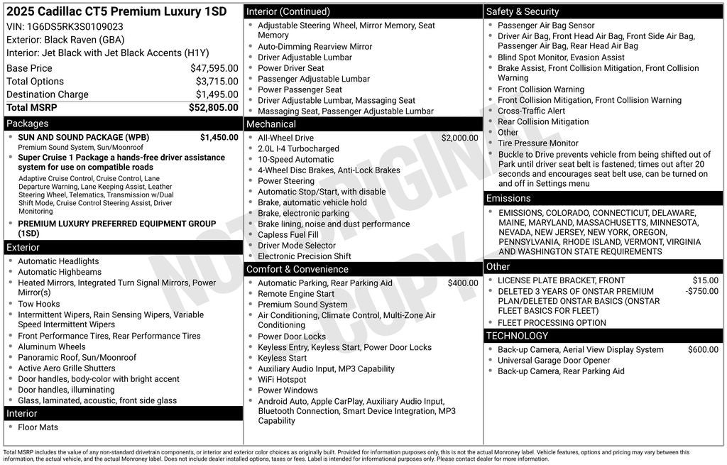 2025 Cadillac CT5 Premium Luxury