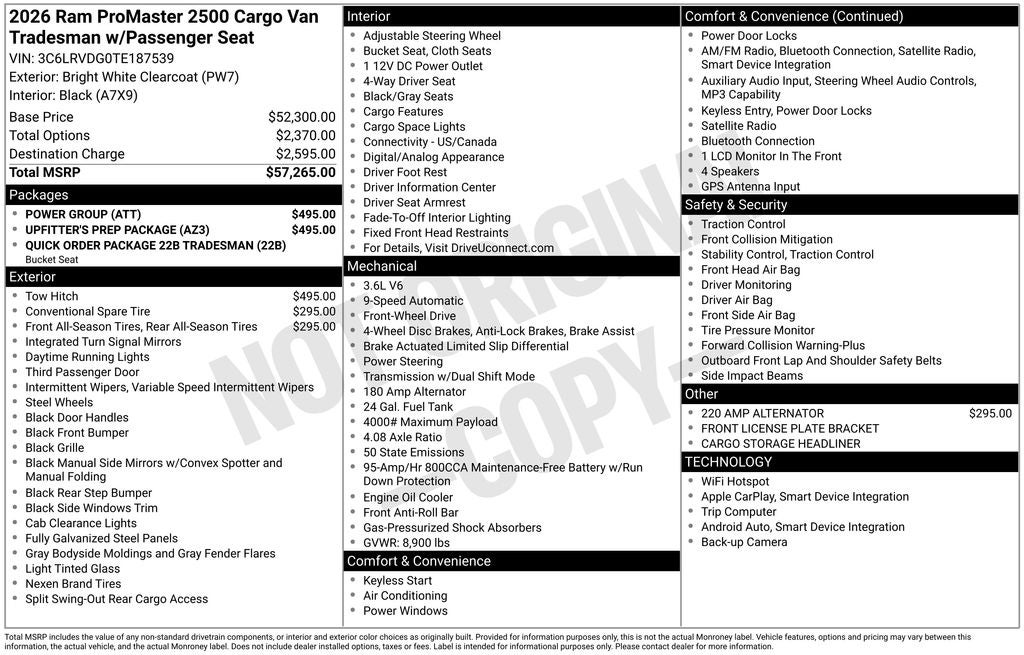 2026 RAM ProMaster 2500 High Roof