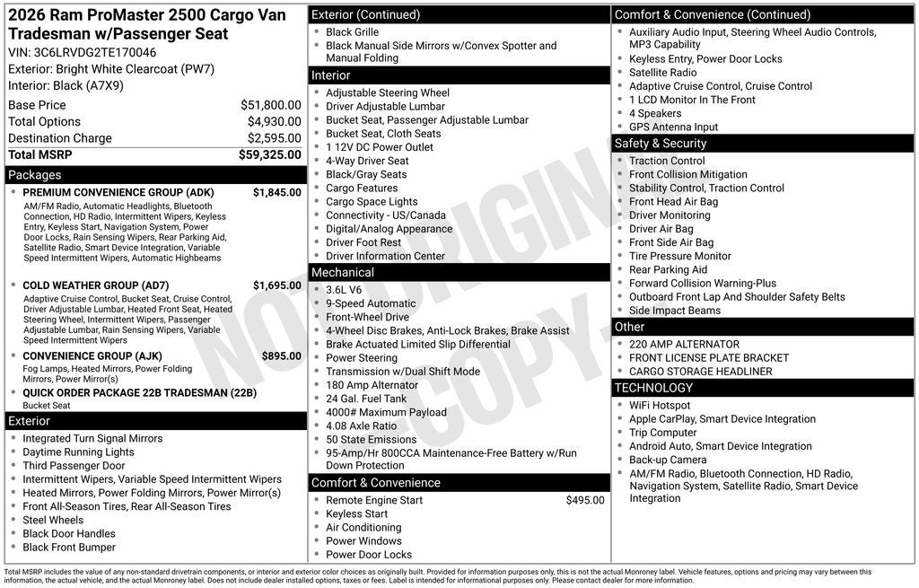 2026 RAM ProMaster 2500 High Roof