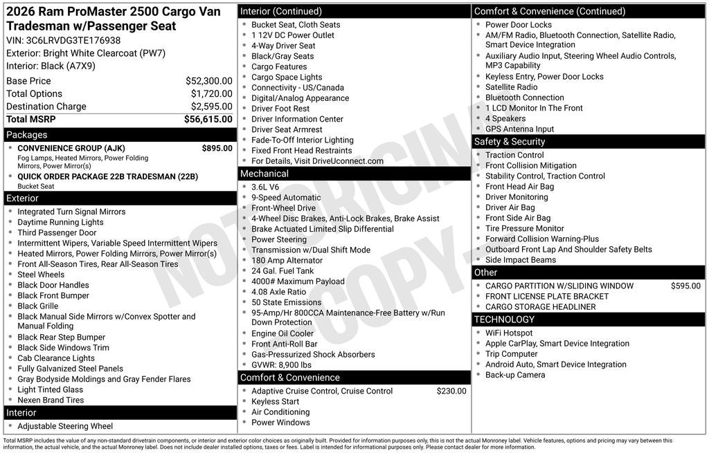 2026 RAM ProMaster 2500 High Roof