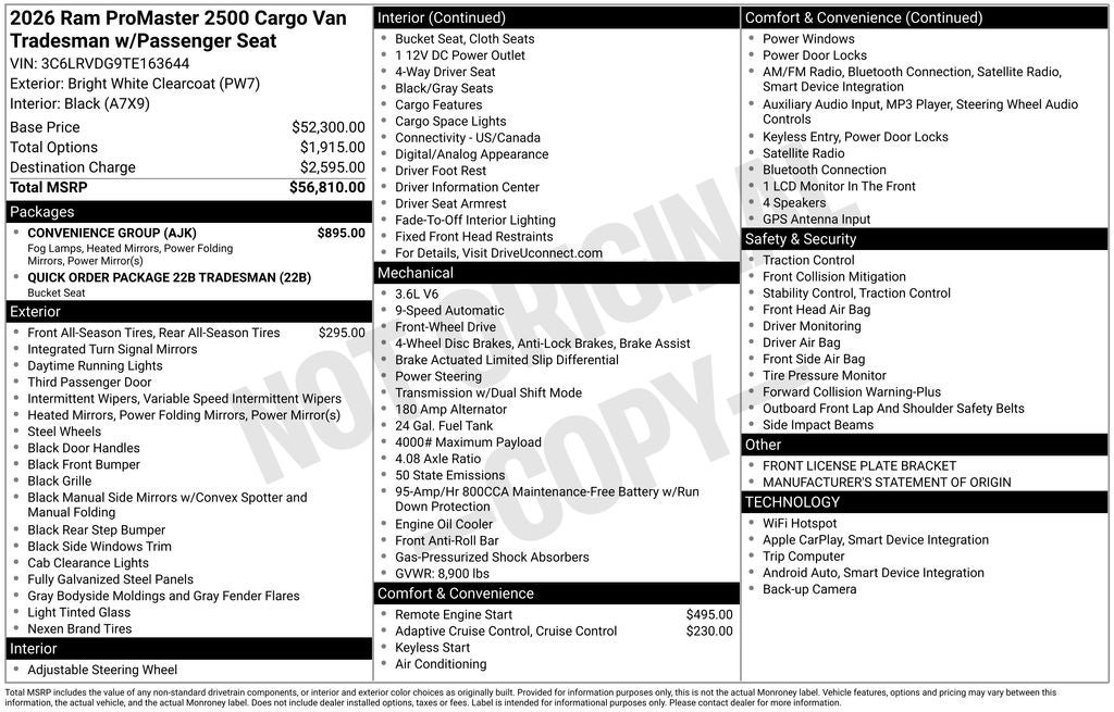 2026 RAM ProMaster 2500 High Roof