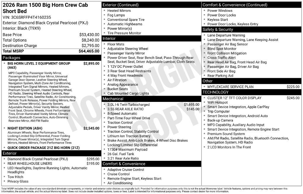 2026 RAM 1500 Big Horn/Lone Star 4D Crew Cab